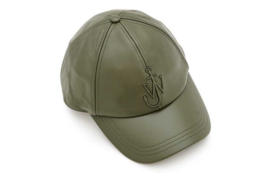 (Women) JW Anderson Solid Embroidered Leather Cap Women’s Green. AC0198LA0277598