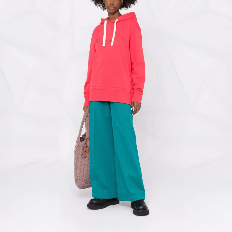 Lookbook (Women) JW Anderson SS22 Logo Embroidered Cotton Drawstring Hoodie Women’s Rose Pink JW0027-PG0771-459