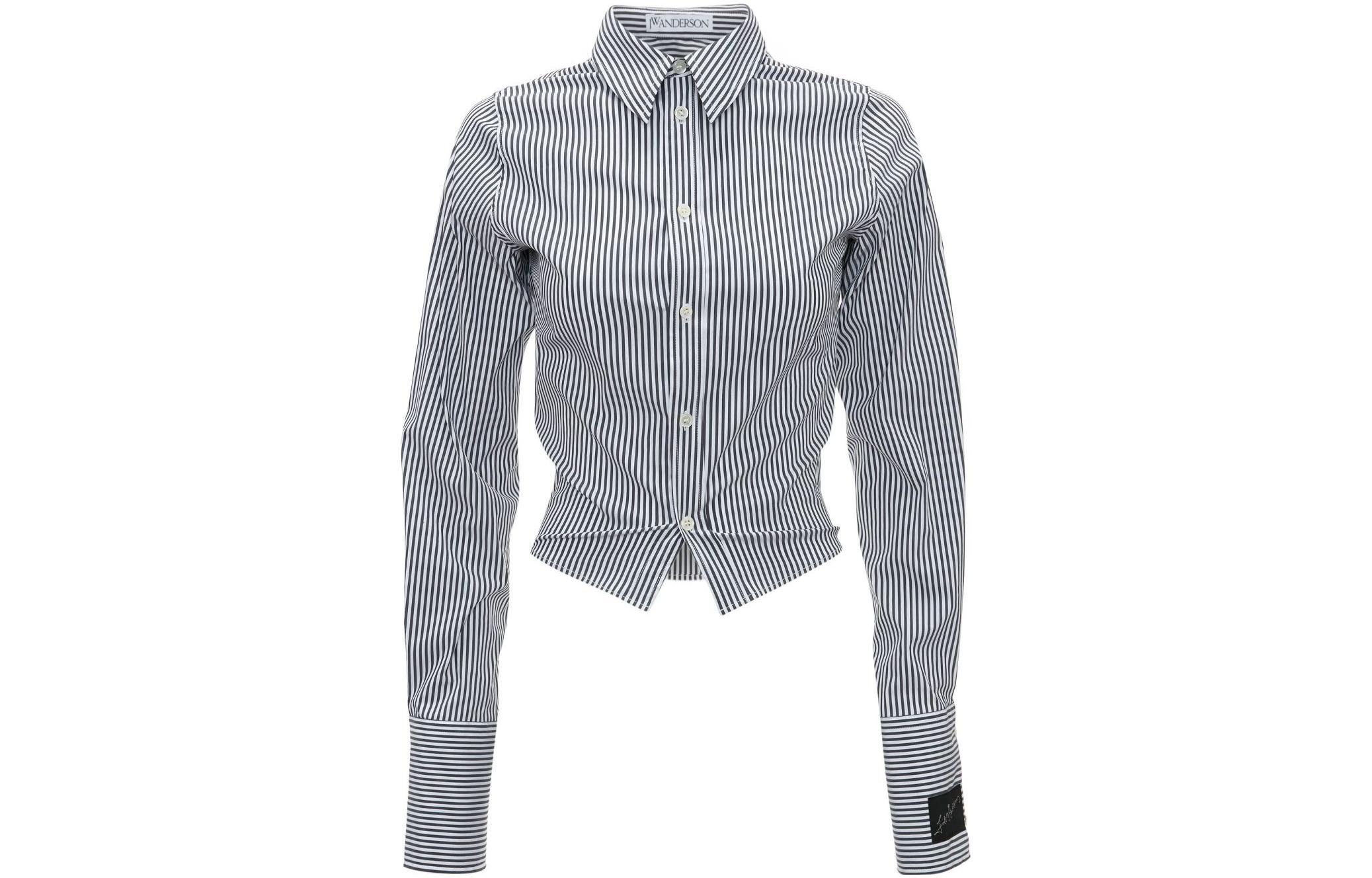 (Women) JW Anderson SS23 Striped Single-Breasted Point Collar Shirt Women’s White SH0234-PG1327-971