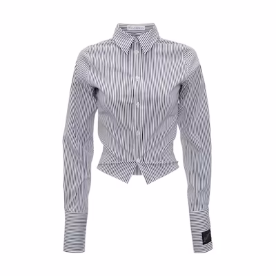 (Women) JW Anderson SS23 Striped Single-Breasted Point Collar Shirt Women’s White SH0234-PG1327-971