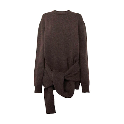 (Women) JW Anderson SS24 Brown Long Sleeve Knit Pullover Sweater KW1263YN0384958-BROWN