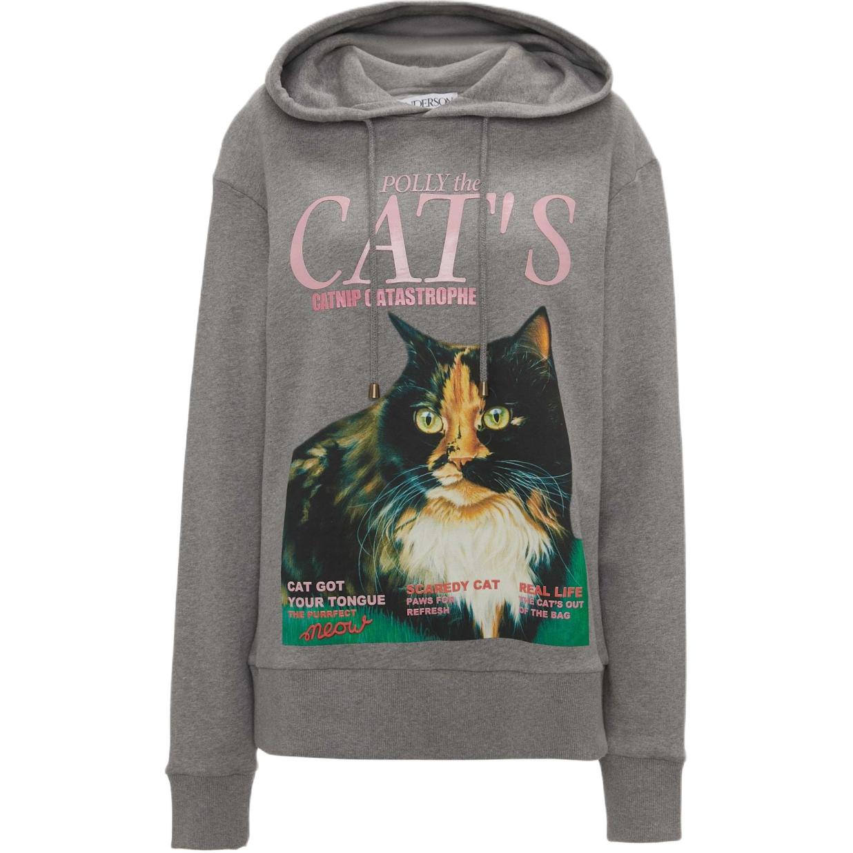 (Women) JW Anderson SS24 Cat Print Oversized Hoodie  Grey JW0203PG0771945