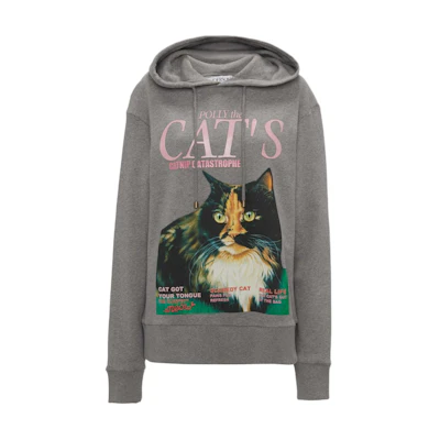 (Women) JW Anderson SS24 Cat Print Oversized Hoodie Grey JW0203PG0771945