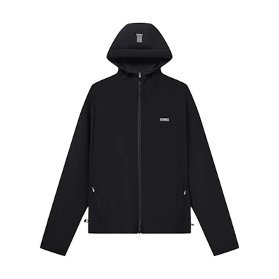 (Women) K-Swiss Black Solid Color Hooded Zip-Up Long Sleeve Jacket 1910048-008