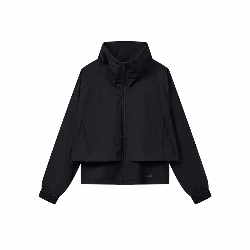 (Women) K-Swiss Solid Black Casual Comfortable Breathable Woven Jacket 1910042-008