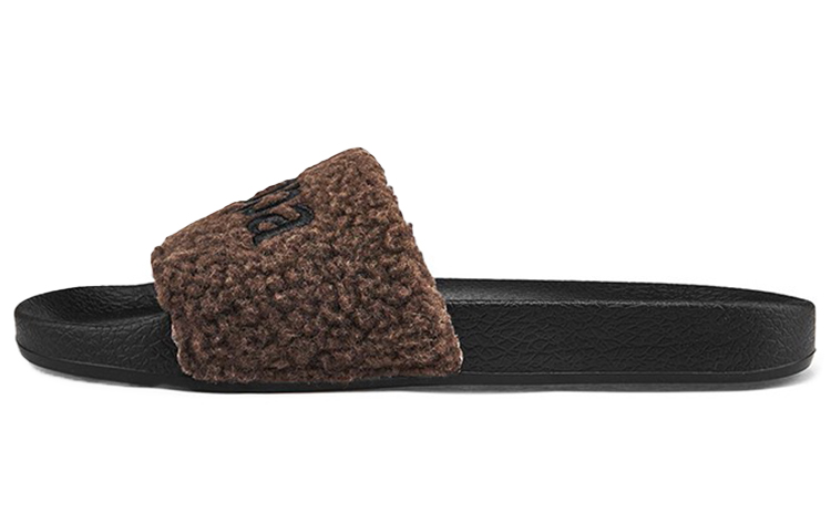 (W) Kappa Furry Print Slippers 'Deep Brown'