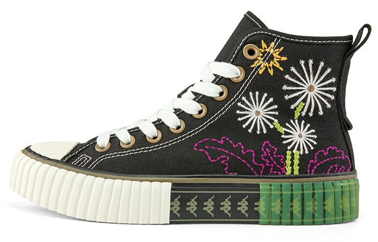 (W) Kappa High-Top Casual Embroidered 'Black'