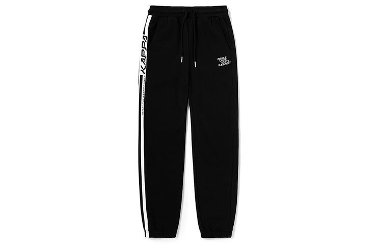(Women) Kappa Logo Black Knit Casual Jogger Pants with Cuffed Leg. K0A62AK02F