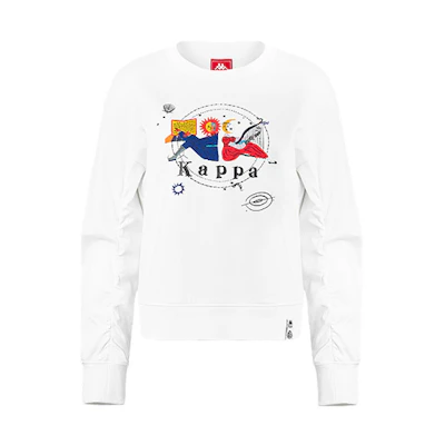 (Women) Kappa Logo Printed Casual Knit Pullover Crewneck Sweatshirt Women White K0A62WT76D