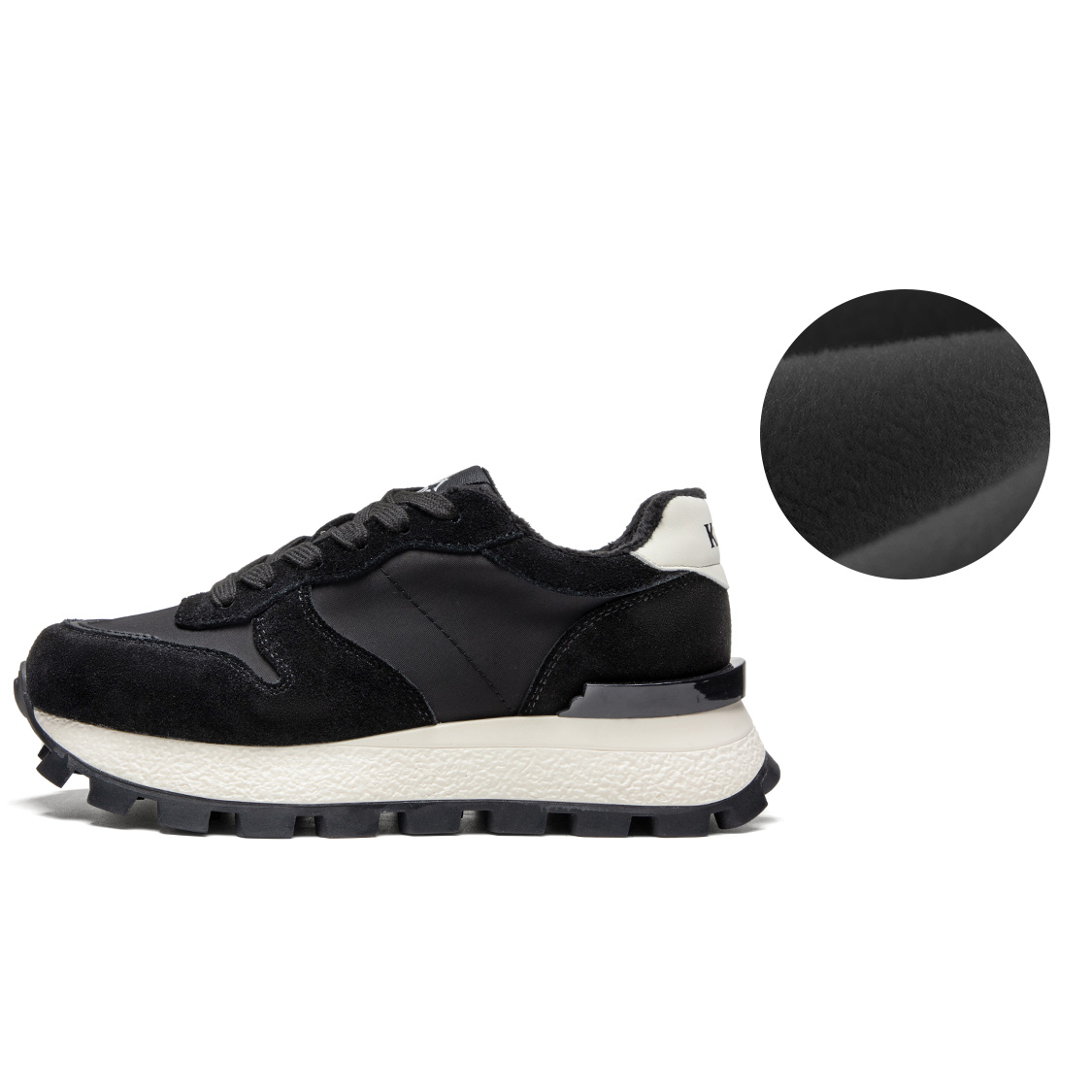 (W) Kappa Low 'Black Fleece-Lined Dad Shoe'