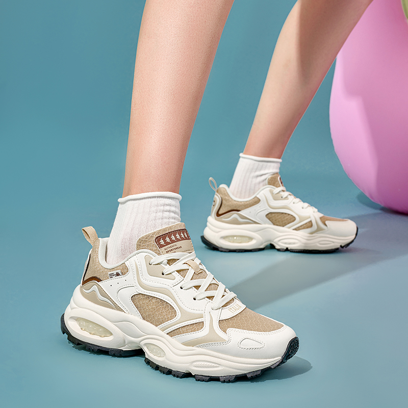 Cheap (W) (女性用)カッパ レトロ チャンキー 'ホワイト ブラウン' K0EX5MC64CJ-602 K0EX5MC64CJ-602