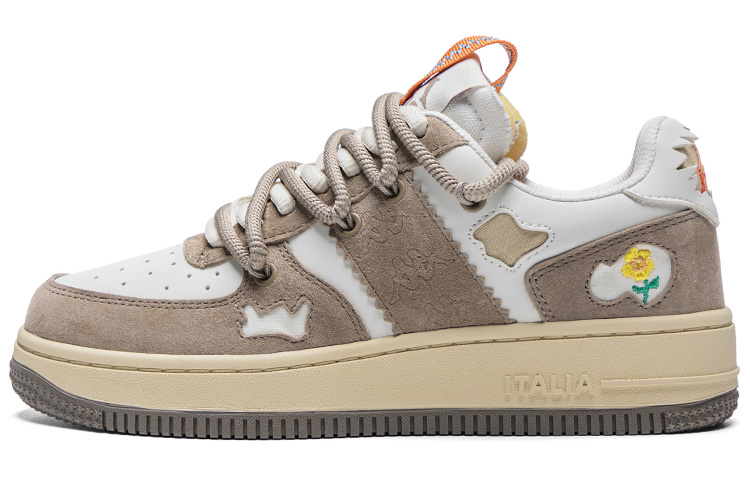 (W) Kappa Retro Patchwork Low 'Winter White/Oxford Brown'