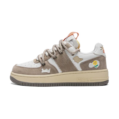 (W) Kappa Retro Patchwork Low 'Winter White/Oxford Brown'