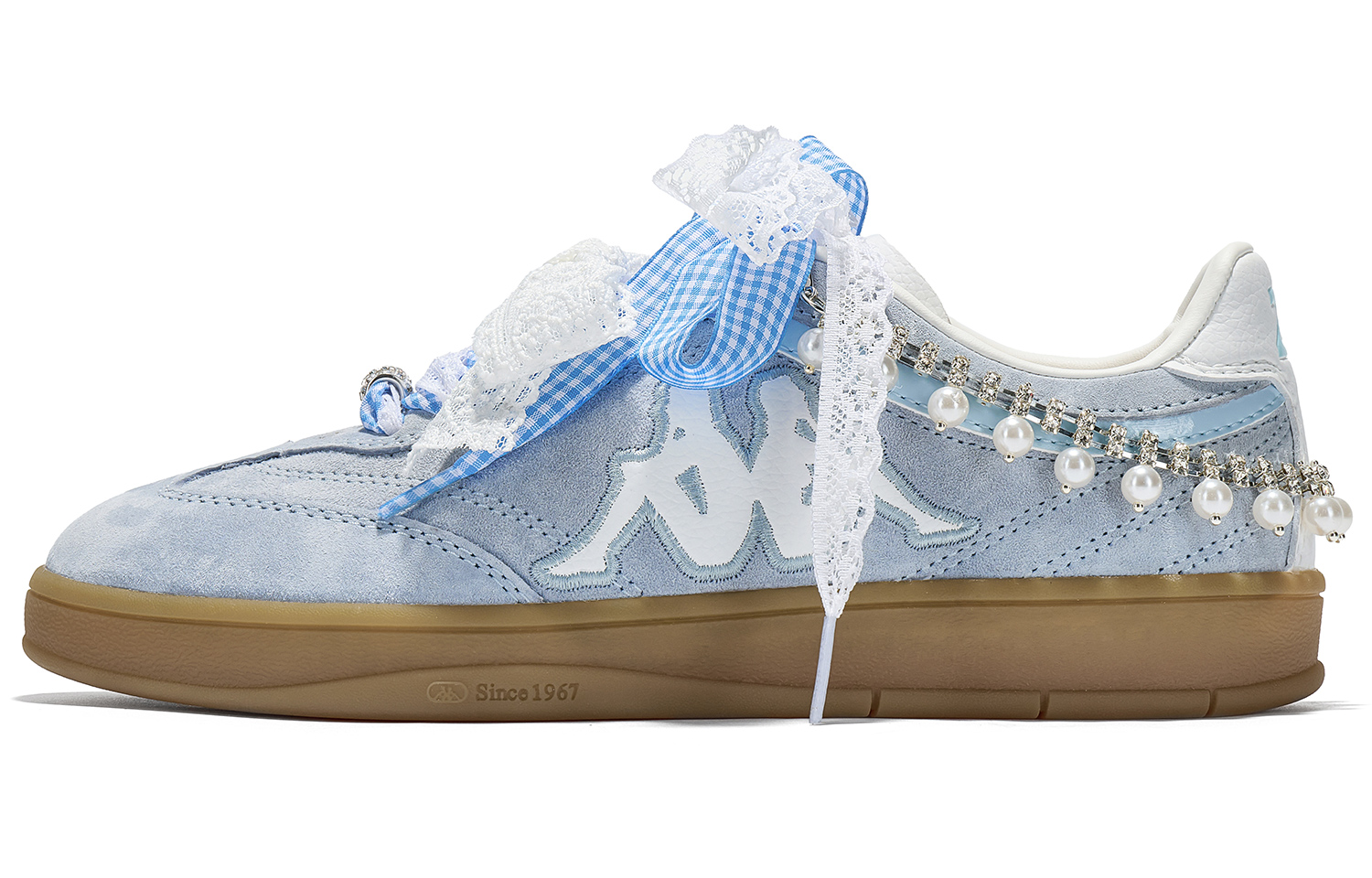 (Women) Kappa Tifo Blue White Low-Top Lightweight Lace Pearl Trainer Shoes. K0DZ5CC70-8131-TIFOXH001