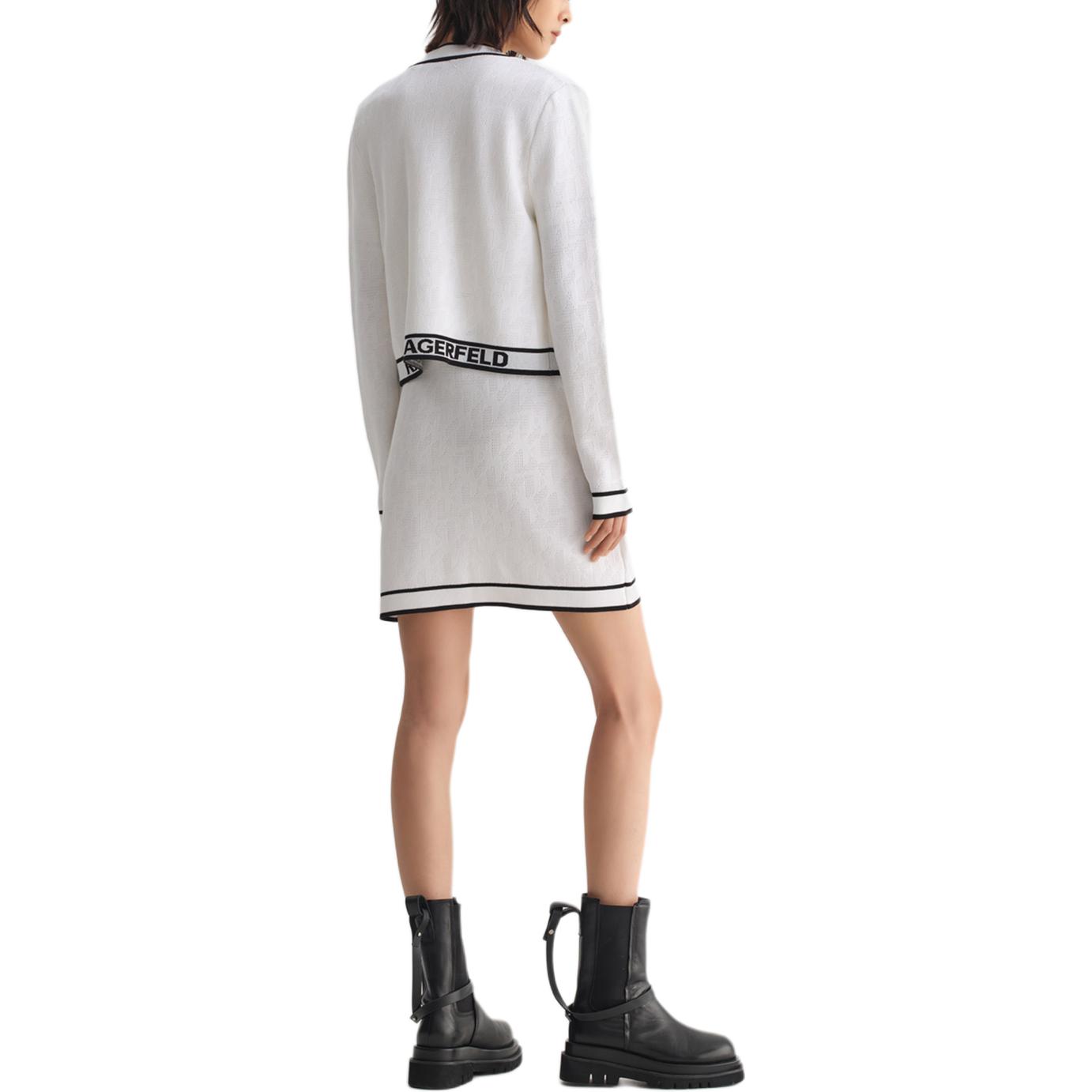 Shop (W) 卡尔拉格斐拼色字母边短夹克-白色 231L2044-WHITE