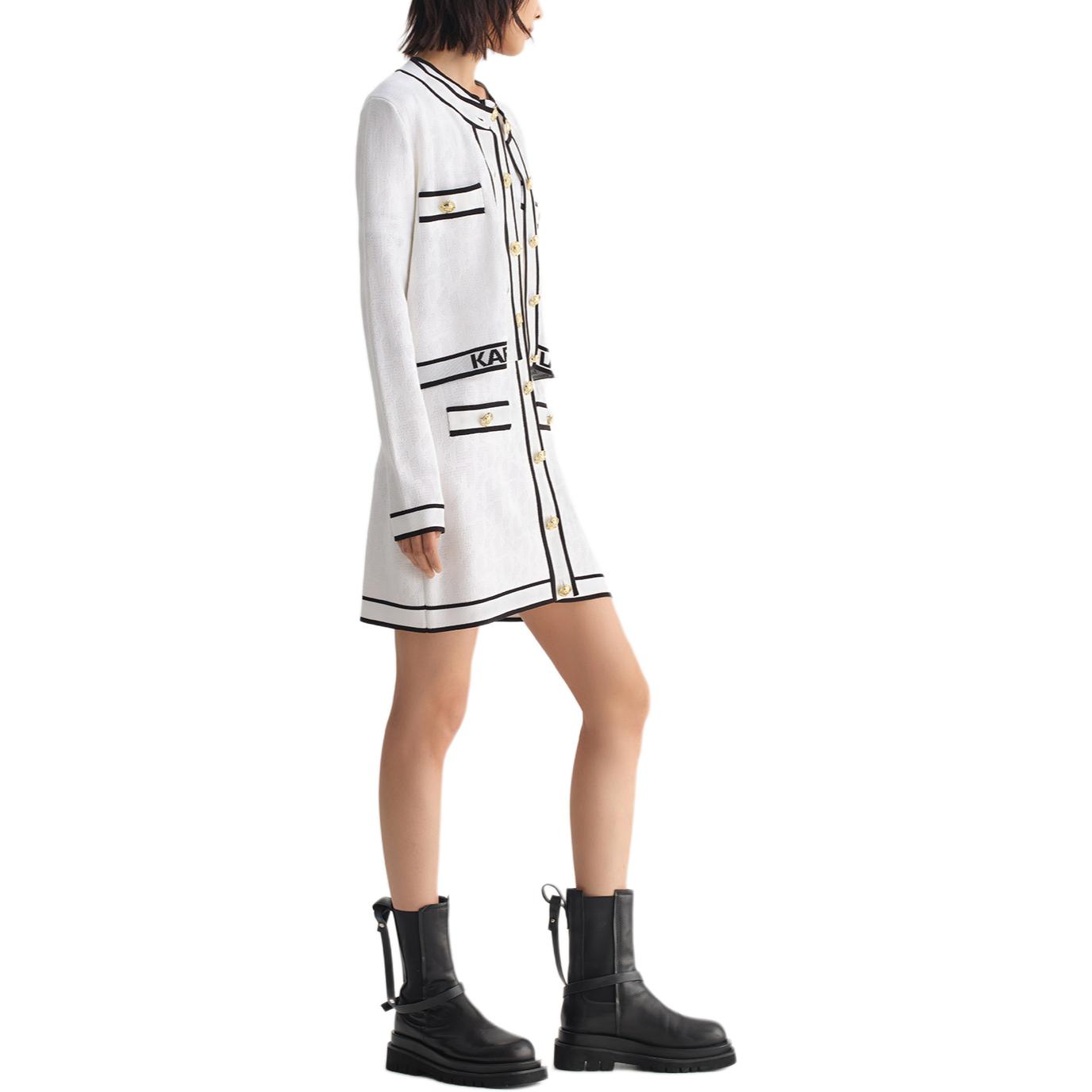 Purchase (W) 卡尔拉格斐拼色字母边短夹克-白色 231L2044-WHITE