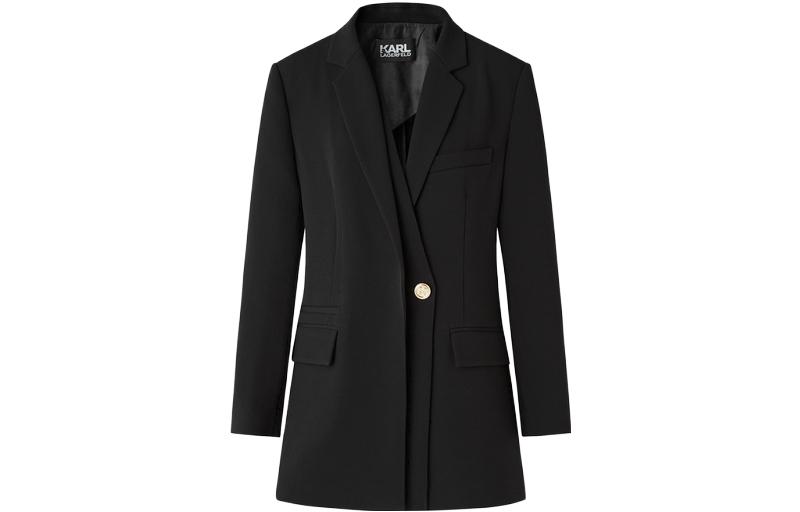 (Women) KARL LAGERFELD  Asymmetric Casual Blazer Jacket Black. 221L1414