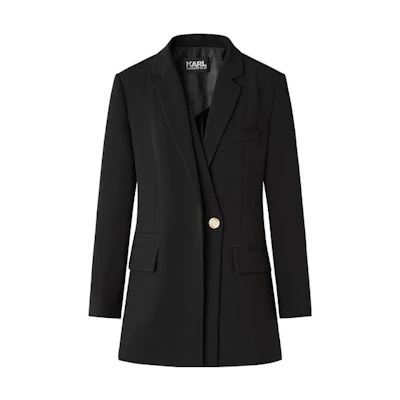 (Women) KARL LAGERFELD Asymmetric Casual Blazer Jacket Black. 221L1414
