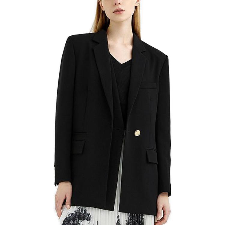 (Women) KARL LAGERFELD  Asymmetric Casual Blazer Jacket Black. 221L1414 圖 4