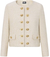 (Women) KARL LAGERFELD Beige Double-Breasted Long Sleeve Jacket Coat E37W1547 (Women) KARL LAGERFELD Beige Double-Breasted Long Sleeve Jacket Coat E37W1547