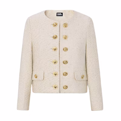 (Women) KARL LAGERFELD Beige Double-Breasted Long Sleeve Jacket Coat E37W1547