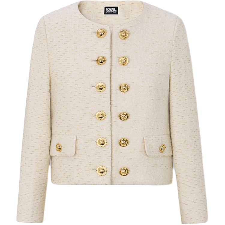 Order (Women) KARL LAGERFELD  Beige Double-Breasted Long Sleeve Jacket Coat E37W1547