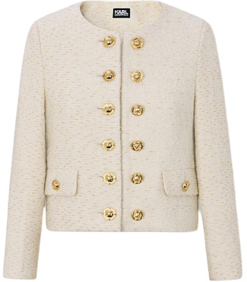 (Women) KARL LAGERFELD Beige Double-Breasted Long Sleeve Jacket Coat E37W1547 Order (Women) KARL LAGERFELD Beige Double-Breasted Long Sleeve Jacket Coat E37W1547