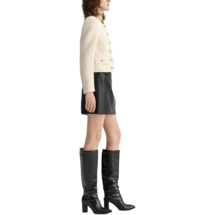 Cheap (Women) KARL LAGERFELD  Beige Double-Breasted Long Sleeve Jacket Coat E37W1547