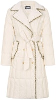 (Women) KARL LAGERFELD Beige Down Coat with Contrast Trim and Double-Breasted Design E37W1582 (Women) KARL LAGERFELD Beige Down Coat with Contrast Trim and Double-Breasted Design E37W1582