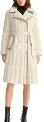 (Women) KARL LAGERFELD Beige Down Coat with Contrast Trim and Double-Breasted Design E37W1582 Lookbook (Women) KARL LAGERFELD Beige Down Coat with Contrast Trim and Double-Breasted Design E37W1582