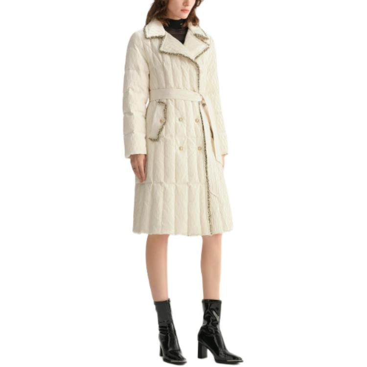 Purchase (Women) KARL LAGERFELD  Beige Down Coat with Contrast Trim and Double-Breasted Design E37W1582
