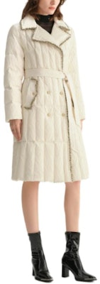(Women) KARL LAGERFELD Beige Down Coat with Contrast Trim and Double-Breasted Design E37W1582 Purchase (Women) KARL LAGERFELD Beige Down Coat with Contrast Trim and Double-Breasted Design E37W1582