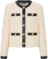 (Women) KARL LAGERFELD Beige Patchwork Long Sleeve Button-Up Jacket E37W1560 (Women) KARL LAGERFELD Beige Patchwork Long Sleeve Button-Up Jacket E37W1560