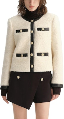 (Women) KARL LAGERFELD Beige Patchwork Long Sleeve Button-Up Jacket E37W1560 Lookbook (Women) KARL LAGERFELD Beige Patchwork Long Sleeve Button-Up Jacket E37W1560