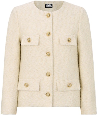 (Women) KARL LAGERFELD Beige Solid Color Long Sleeve Button-Up Jacket E37W1544 Buy (Women) KARL LAGERFELD Beige Solid Color Long Sleeve Button-Up Jacket E37W1544