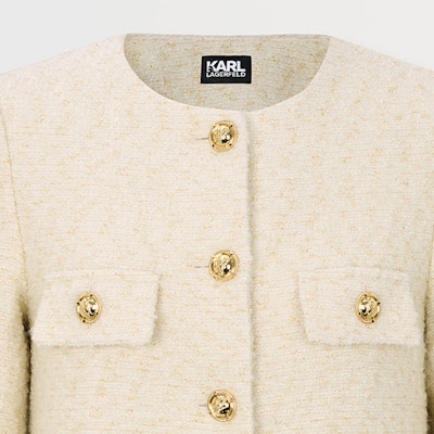 (Women) KARL LAGERFELD Beige Solid Color Long Sleeve Button-Up Jacket E37W1544 Sizing (Women) KARL LAGERFELD Beige Solid Color Long Sleeve Button-Up Jacket E37W1544