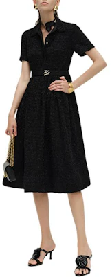 (W) KARL LAGERFELD Gaun Hitam A-Line dengan Sabuk Lengan Pendek 241L1312 Order (W) KARL LAGERFELD Gaun Hitam A-Line dengan Sabuk Lengan Pendek 241L1312