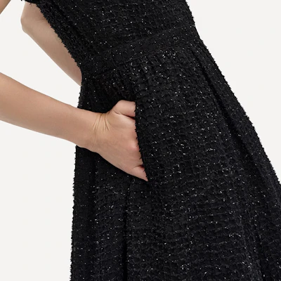 (W) KARL LAGERFELD Gaun Hitam A-Line dengan Sabuk Lengan Pendek 241L1312 Cheap (W) KARL LAGERFELD Gaun Hitam A-Line dengan Sabuk Lengan Pendek 241L1312