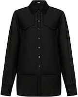 (Women) KARL LAGERFELD Black Business Casual Long Sleeve Button-Up Shirt 241L1647 (Women) KARL LAGERFELD Black Business Casual Long Sleeve Button-Up Shirt 241L1647