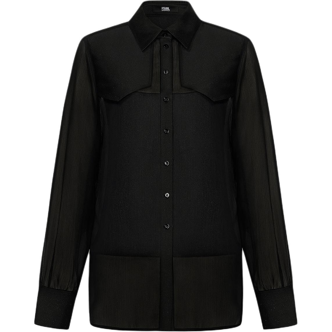 Order (Women) KARL LAGERFELD  Black Business Casual Long Sleeve Button-Up Shirt 241L1647