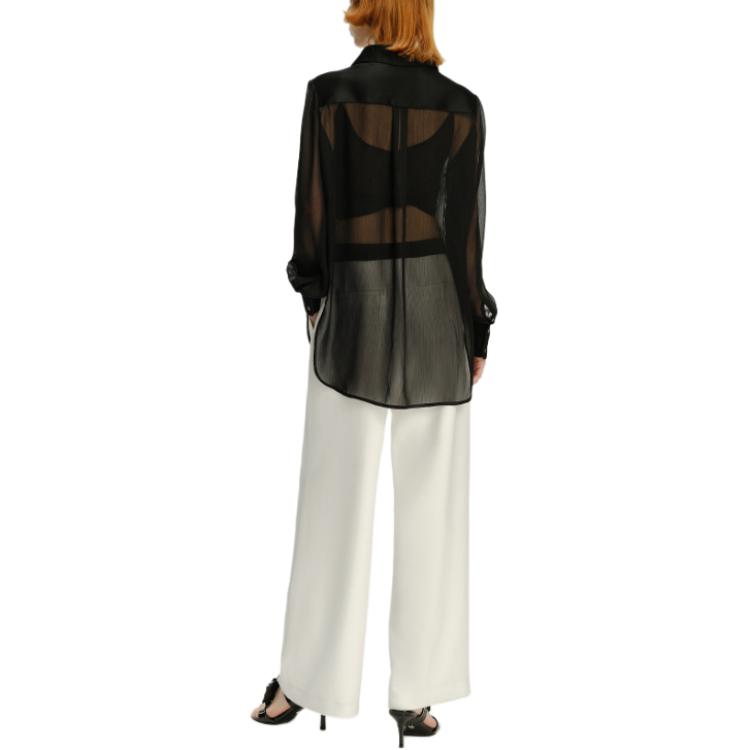 Shop (Women) KARL LAGERFELD  Black Business Casual Long Sleeve Button-Up Shirt 241L1647