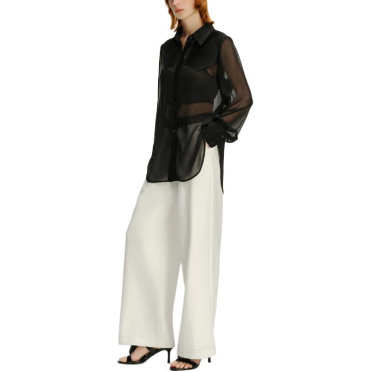 Purchase (Women) KARL LAGERFELD  Black Business Casual Long Sleeve Button-Up Shirt 241L1647