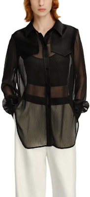 (Women) KARL LAGERFELD Black Business Casual Long Sleeve Button-Up Shirt 241L1647 Details for (Women) KARL LAGERFELD Black Business Casual Long Sleeve Button-Up Shirt 241L1647