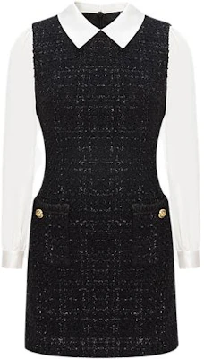 (W) Karl Lagerfeld Gaun Hitam Kasual Lengan Panjang dengan Kerah Kontras. E36W1310 Buy (W) Karl Lagerfeld Gaun Hitam Kasual Lengan Panjang dengan Kerah Kontras. E36W1310