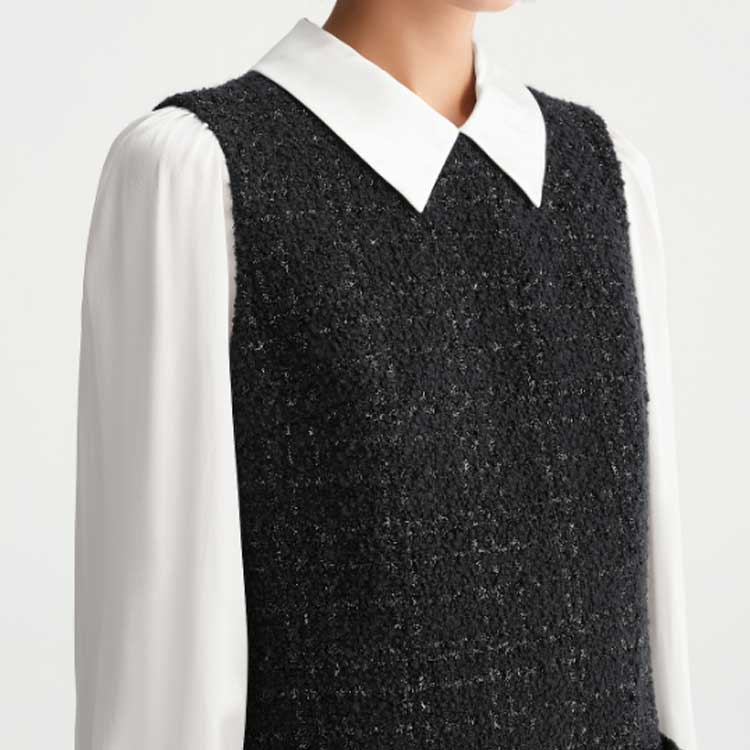 Details for (W) Karl Lagerfeld Gaun Hitam Kasual Lengan Panjang dengan Kerah Kontras. E36W1310