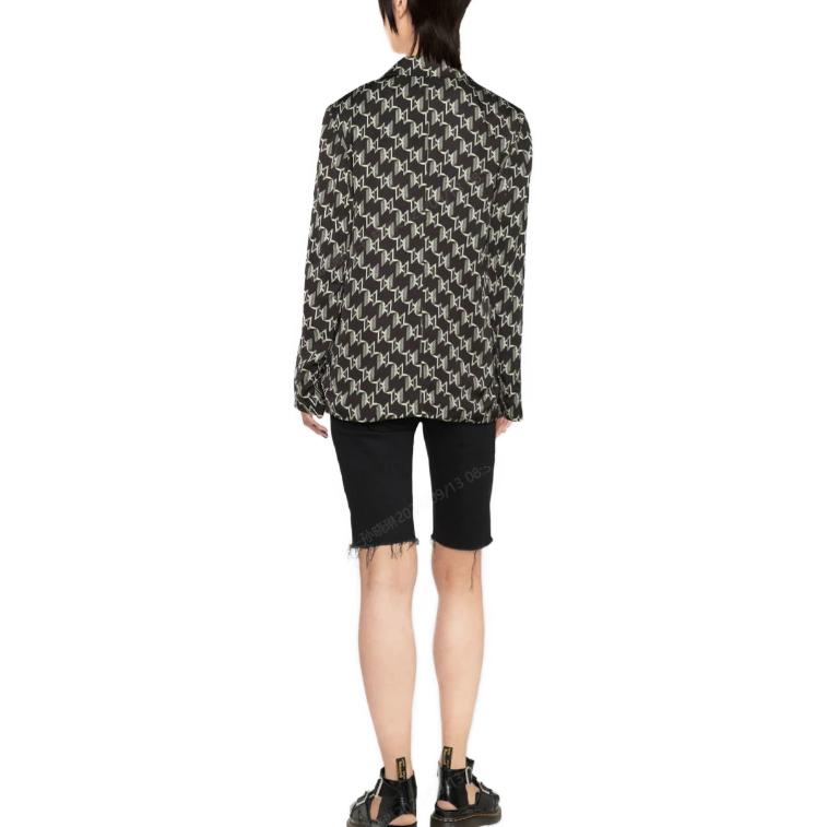 Shop (Women) KARL LAGERFELD  Black Colorblock Logo Print Long Sleeve Blazer Jacket. 225W1406P91