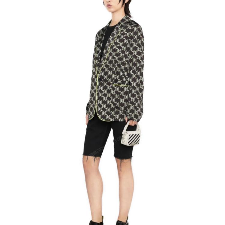 Purchase (Women) KARL LAGERFELD  Black Colorblock Logo Print Long Sleeve Blazer Jacket. 225W1406P91