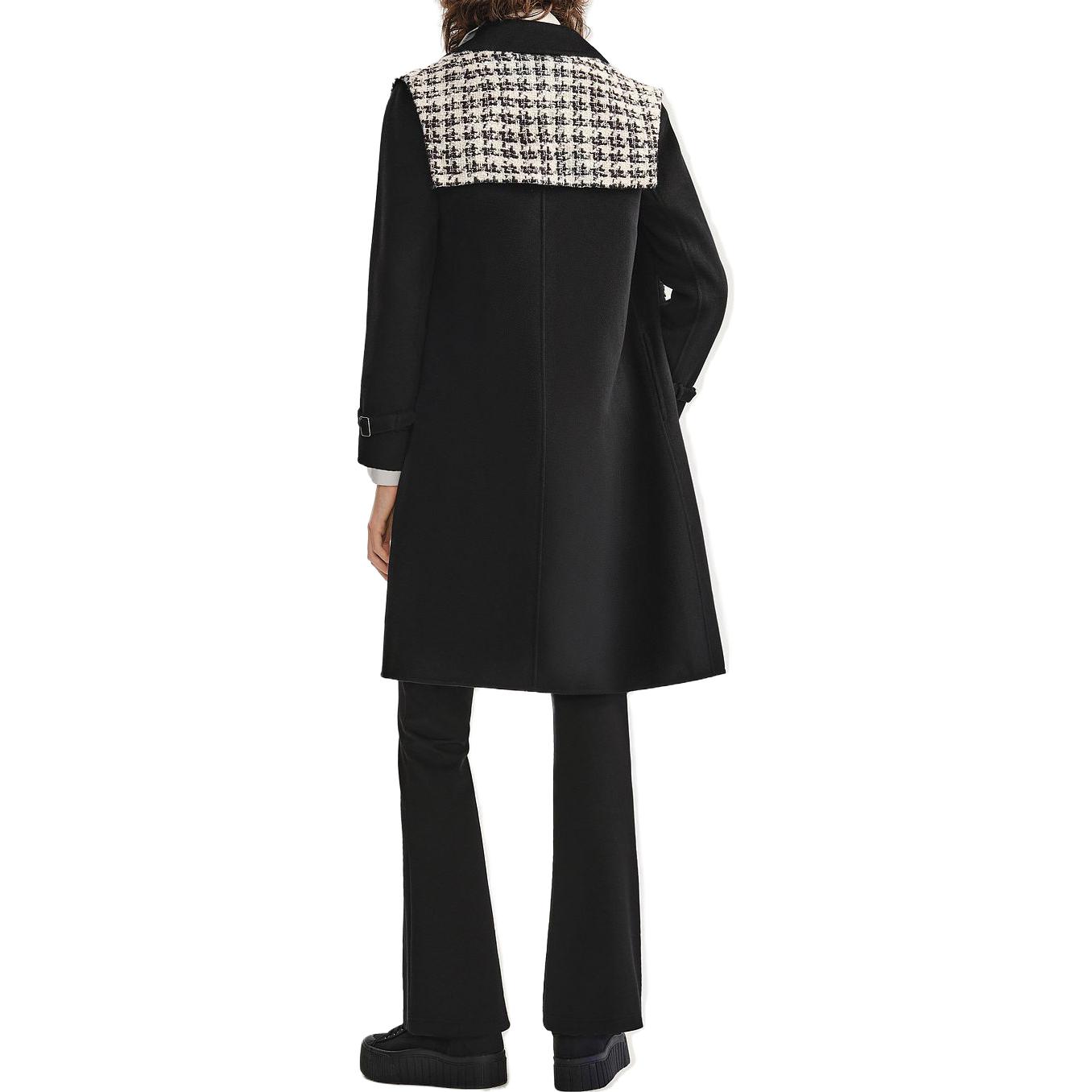 Shop (Women) KARL LAGERFELD  Black Colorblock Long Sleeve Single-Breasted Coat E37W1502