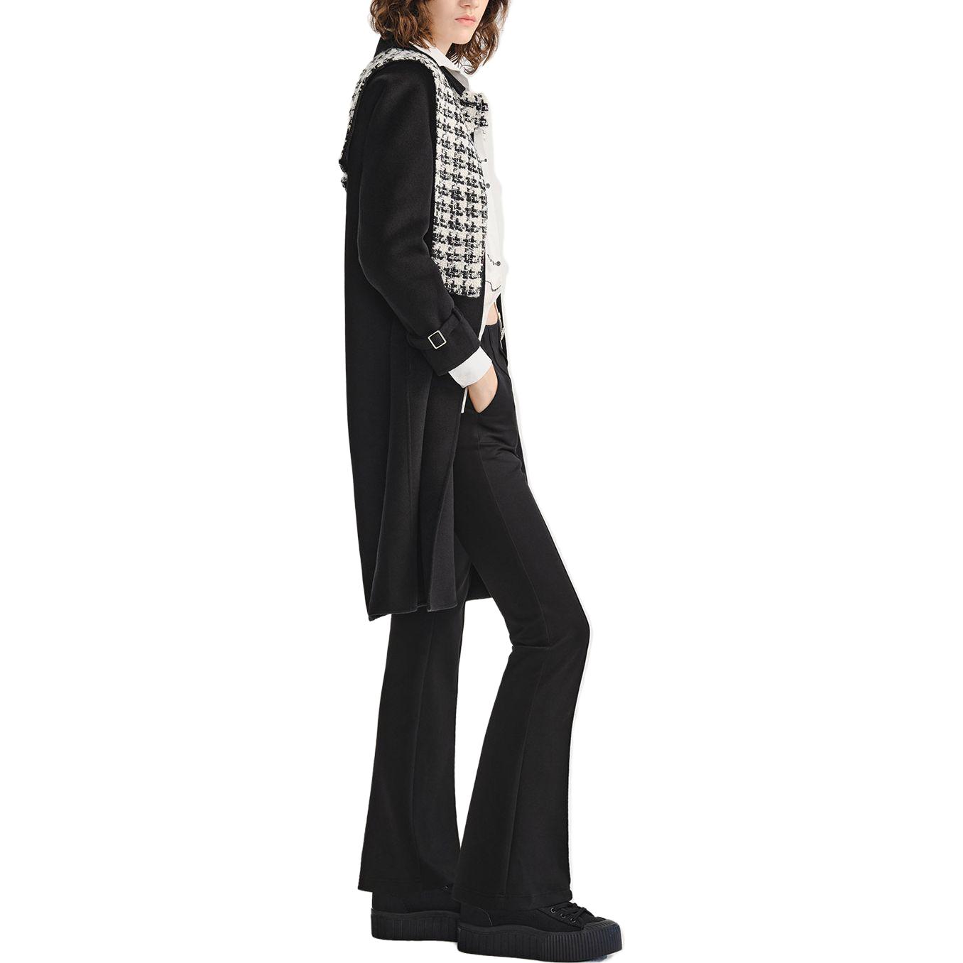 Purchase (Women) KARL LAGERFELD  Black Colorblock Long Sleeve Single-Breasted Coat E37W1502