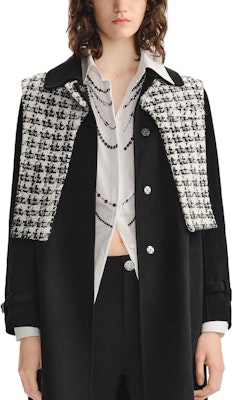(Women) KARL LAGERFELD Black Colorblock Long Sleeve Single-Breasted Coat E37W1502 Details for (Women) KARL LAGERFELD Black Colorblock Long Sleeve Single-Breasted Coat E37W1502